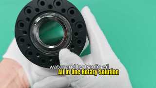 Multi-media integrated fluid rotary union with 3 air channels, 5 water channels and 4 hydraulic oil